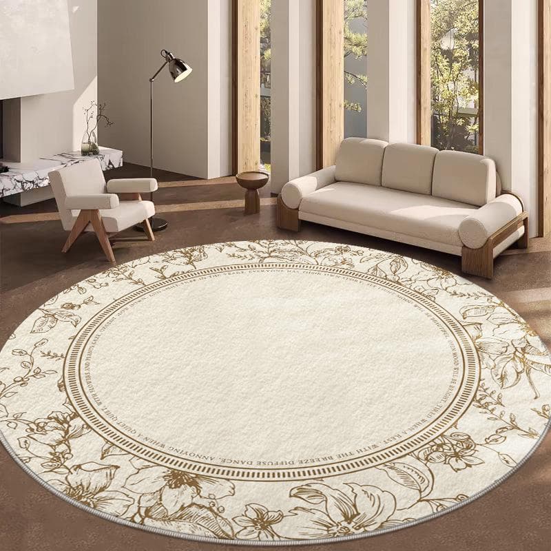 Dirt-Resistant, Easy-Care Round Cashmere Carpet - Thick, Non-Slip Living Room Rug for Autumn and Winter Diameter 120 cm (Dense)
