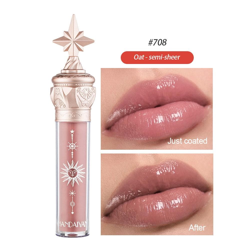 Handaiyan 8 Colors Lip Gloss Longlasting Glitter Red Nude Lipstick Liquid Waterproof Moisturize Luminous Lipgloss Makeup 708