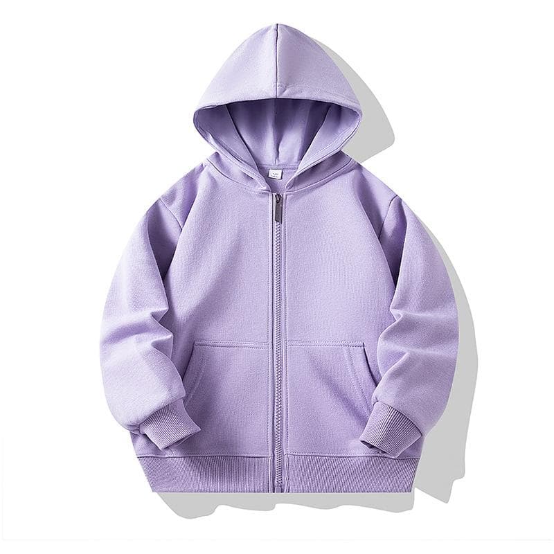 Hoodies for Children 2026 Autumn Zipper Hooded Sweatshirt Infants Boys Girls Clothes Casual Active School Teen Kids Outerwear 130cm purple