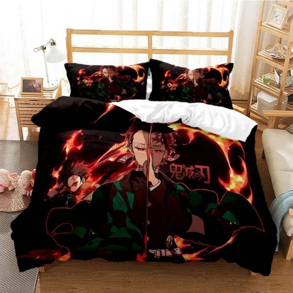 Anime Demon Slayer Bedding Set Japanese Cartoon Bed Linen 200x220 Teens Girls Twin Single Queen King Full Duvet Cover Sets cot size 70x133cm