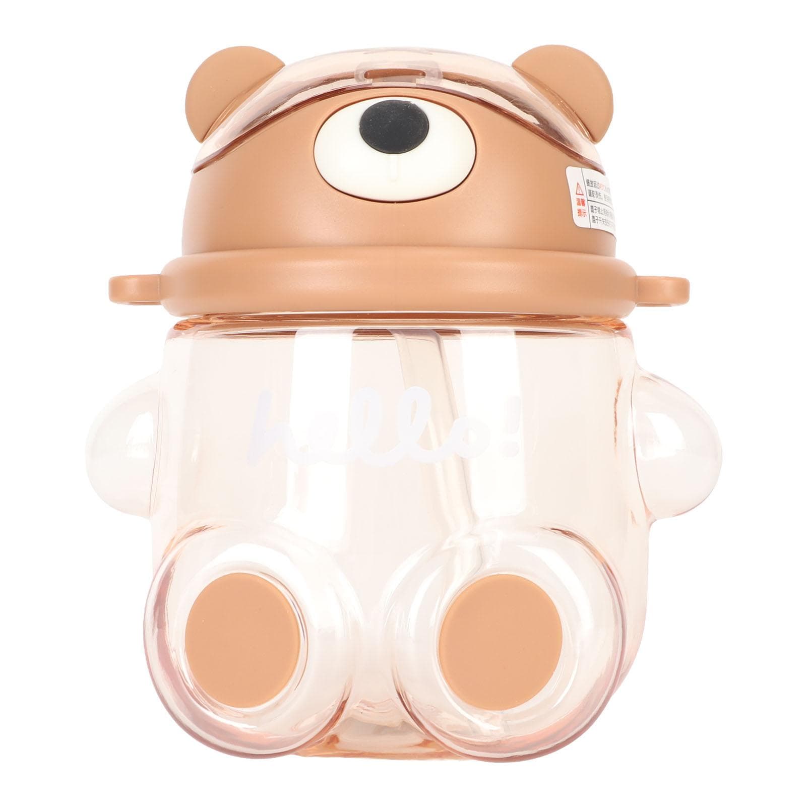 700ml Bear Water Bottle for Girls Kids with Straw Adjustable Strap Cartoon Kawaii Water Bottle for L(for 6.5-9kg) brown