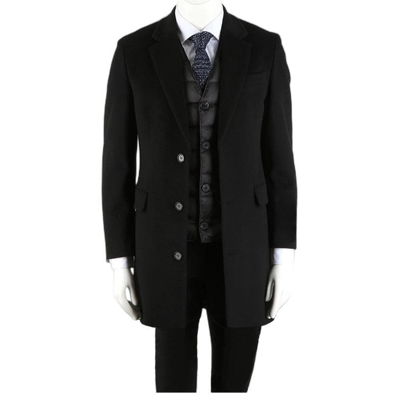 New Large Size Woolen Men's Coat Jacket Woolen Trench Coat M black