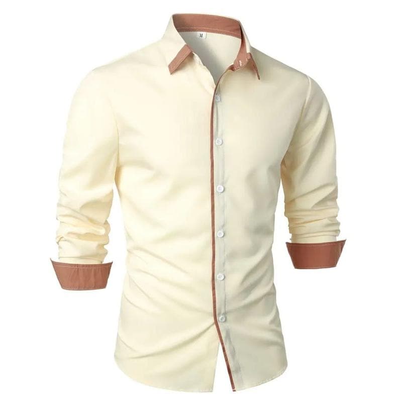 Men's Shirt Casual Shirt Button Up Shirt Long Sleeve Daily Clothing L khaki
