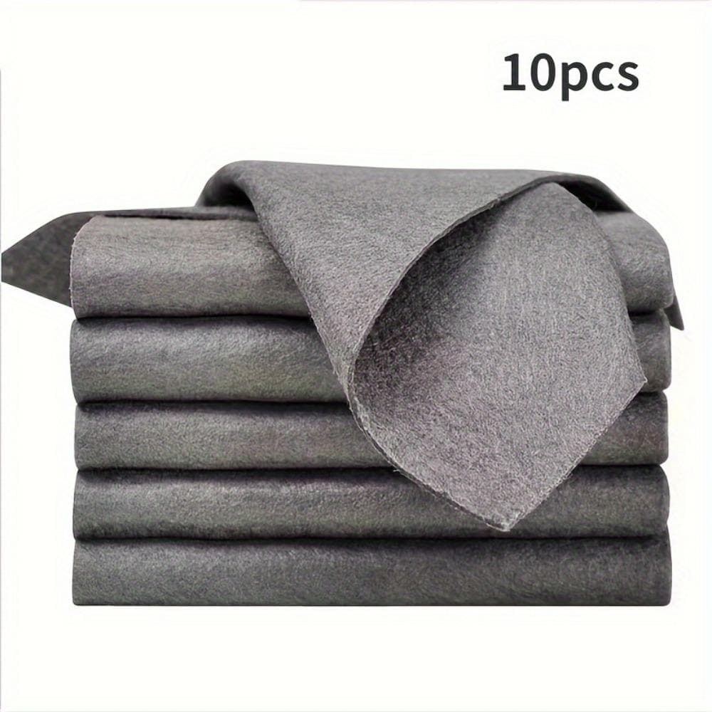 2/5/10pcs, Magic Glass Wiping Rags, Home Car Washing Towel, Household Kitchen Bathroom Cleaning Cloth, Durable Microfiber Dishwashing Rag 10pcs grey
