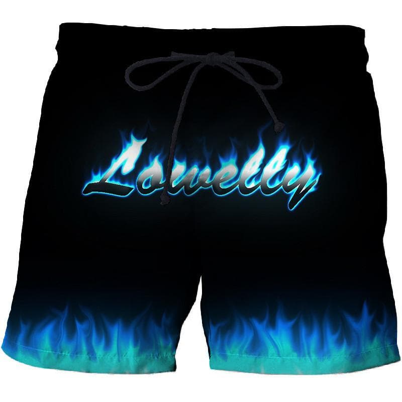 men Flame Graphic Beach Pants 3D printed quick-drying shorts Mens shorts Casual sports pants Bermuda shorts Swimming trunks L