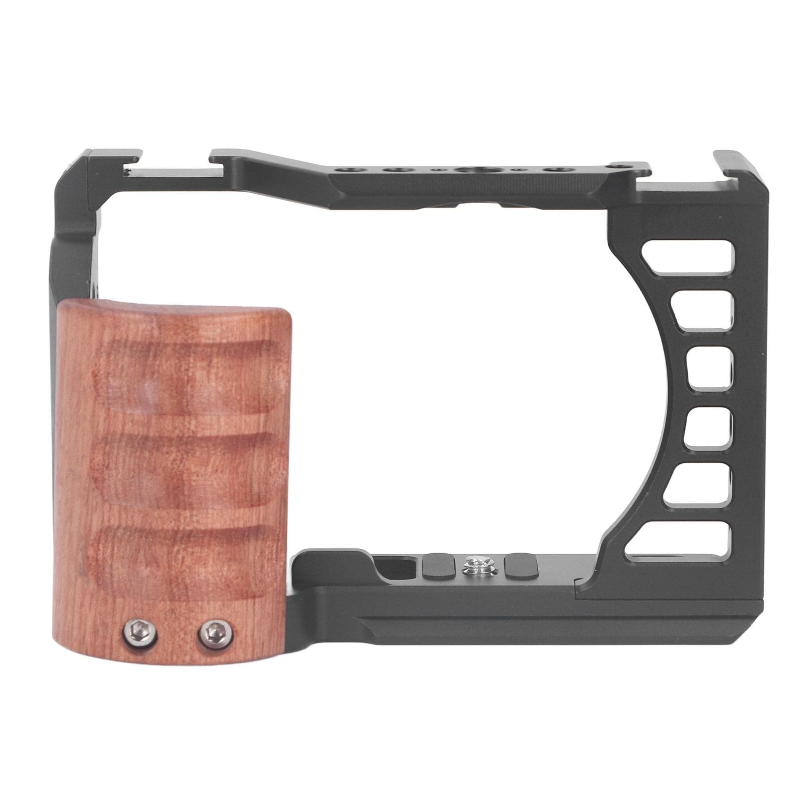 Full Camera Cage Aluminum Alloy Protective Camera Video Rig with Wood Handle 14 38 Inch Threaded