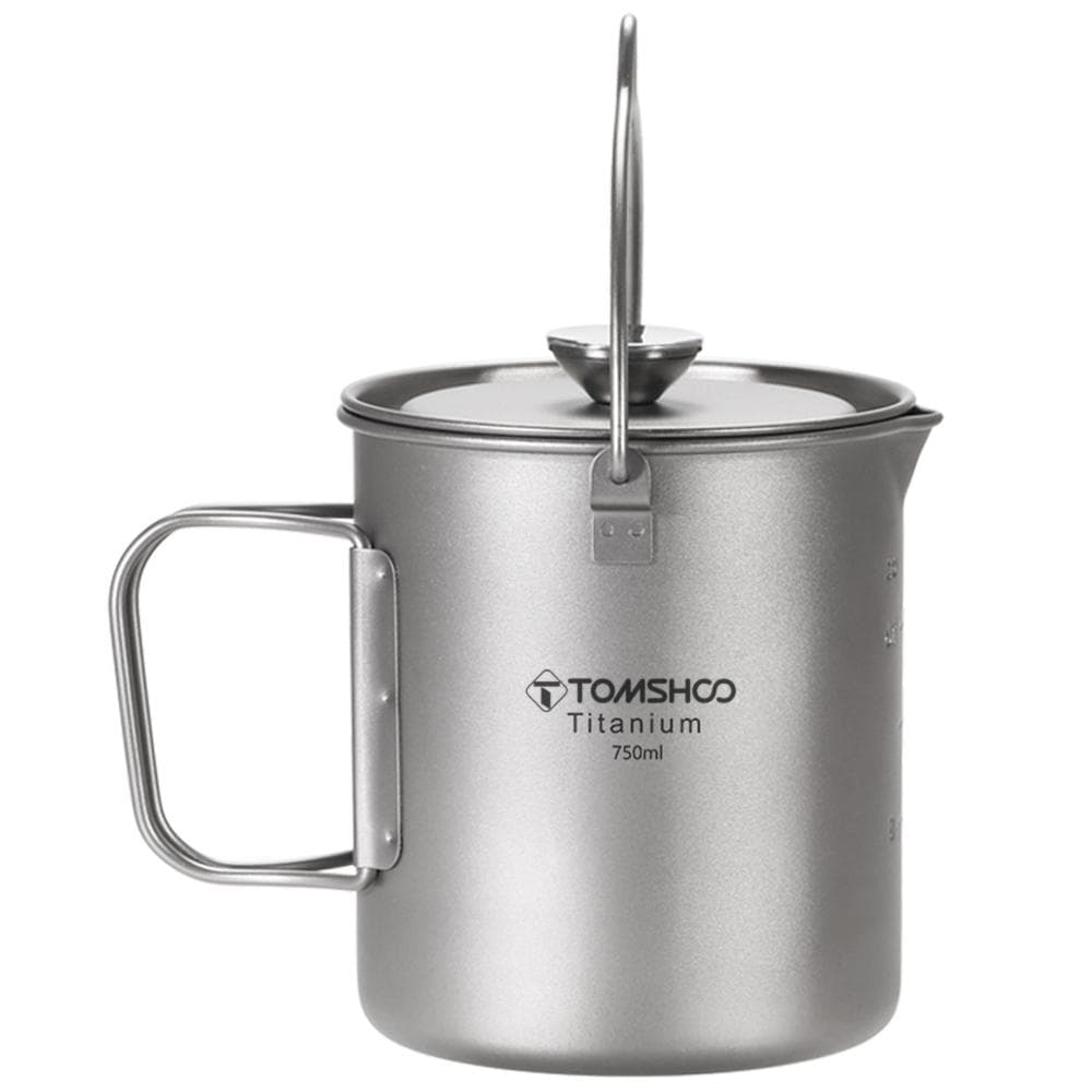 750ml Camping Coffee Pot and 150ml Cup Titanium Coffee Maker French Press Pot with Lid Outdoor Pot only