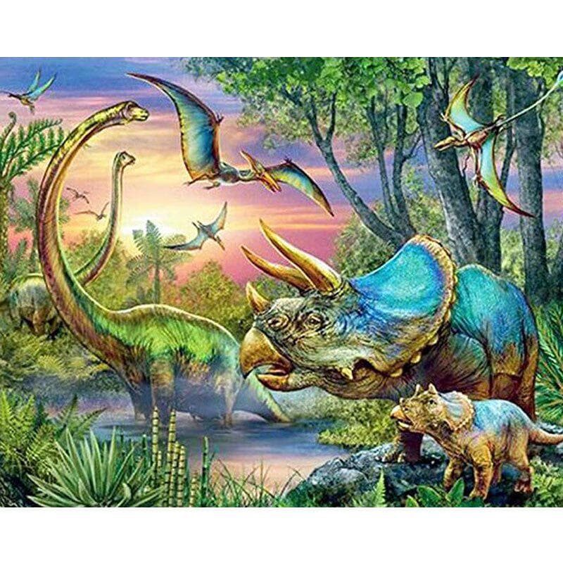 5D Full Diamond Painting Animals Scenery Diamond Mosaic Embroidery Dinosaur Cross Stitch 20X30CM
