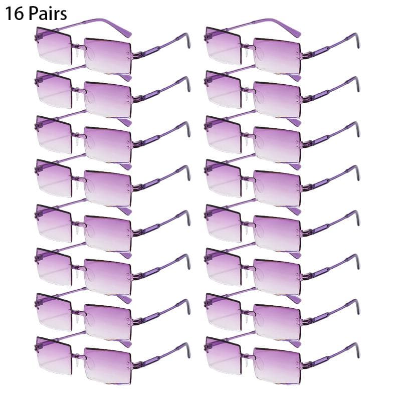 16 20 Pairs Rectangle Sunglasses Rimless Gradient Multicolor Men Women Fashion Beach Holiday Shades Trendy Rave Sun Glasses as pciture shows