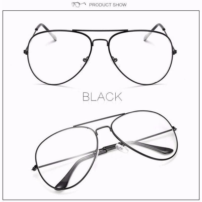 Clear Lens Nerd Eyeglasses Women Men Fashion Unisex Hipster Eyewear Metal Frame Glasses black