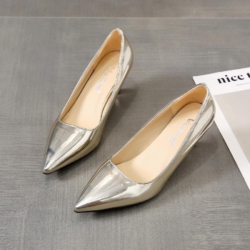 Women's Pointed Toe Stiletto Pumps High Heel Dress Shoes Shiny Patent Leather Ladies Fashion Shoes Slim Elegant Court Heels 41