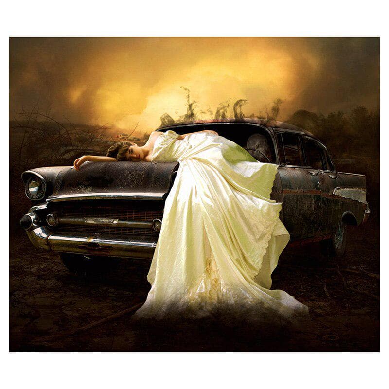 Elegant Girl 5d Diy Diamond Embroidery Full Round Diamond Painting 20X30CM