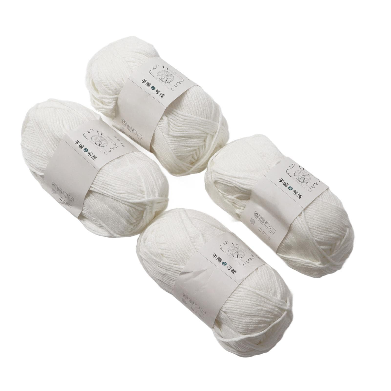 4Pcs Cotton Yarn 3mm Pure Elegant Color Soft Elastic Skin Friendly Breathable Knitting Yarn for