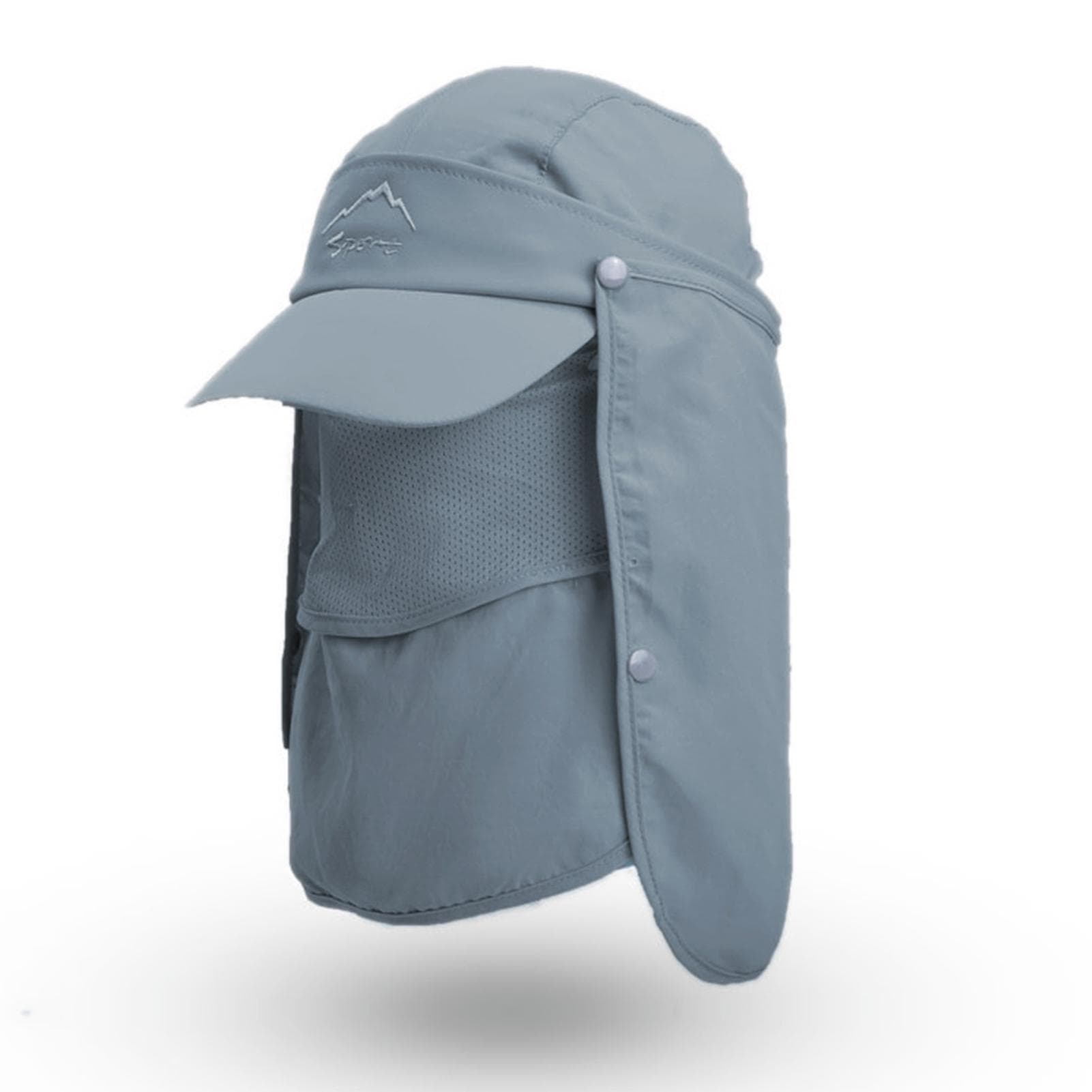 Sun Cap with Removable Face Neck Cover Flap Quick Dry Breathable Fishing Hat Summer Outdoor Sun dark gray