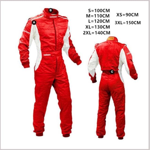 Waterproof Dune Buggy Kart Racing Off-road UTV Pull Drift Boys And Girls F1 One-piece Racing Suit L(120CM) red