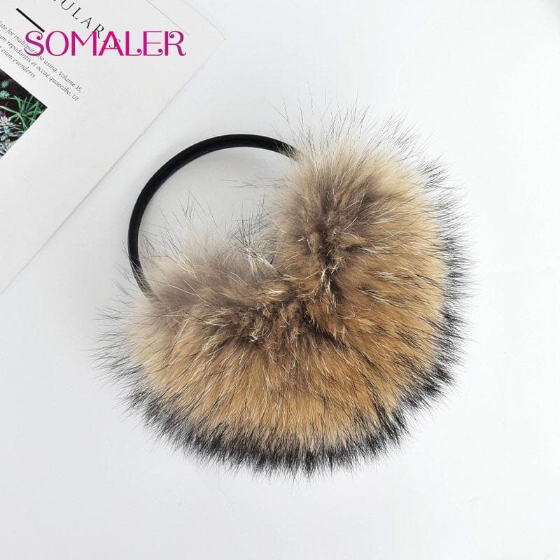 SOMALER Winter Womens Real Fox Fur Earmuffs Colorful Warm Ear-warmer for Cold Winter Thick Ear Protection