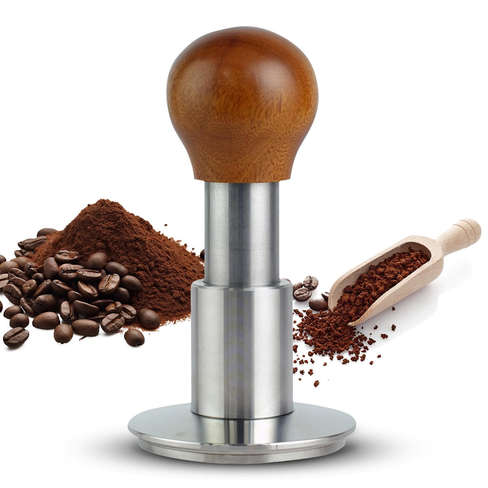 58.5mm Coffee Tamper Adjustable 30lbs Pressure Coffee Powder Leveler Impact Espresso Tamper Silver silver