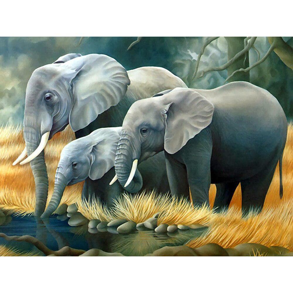 Diamond Painting Full Drill Elephant Pattern Rhinestone Diamond Embroidery Animal Crystal Painting 20X30CM