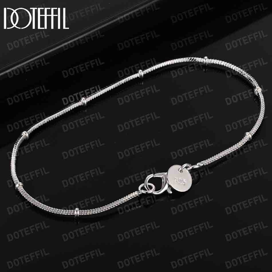 925 Sterling Silver Snake Chain Bracelet Fashionable Wedding Jewelry 20CM