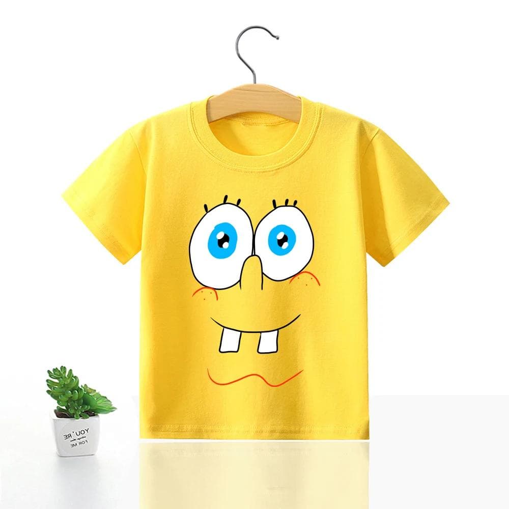 SpongeBobs SquarePants Children Clothing Anime Summer Short Sleeve Cute Patrick Star Clothes Cotton T-shirt Cartoon Kids Tops 130
