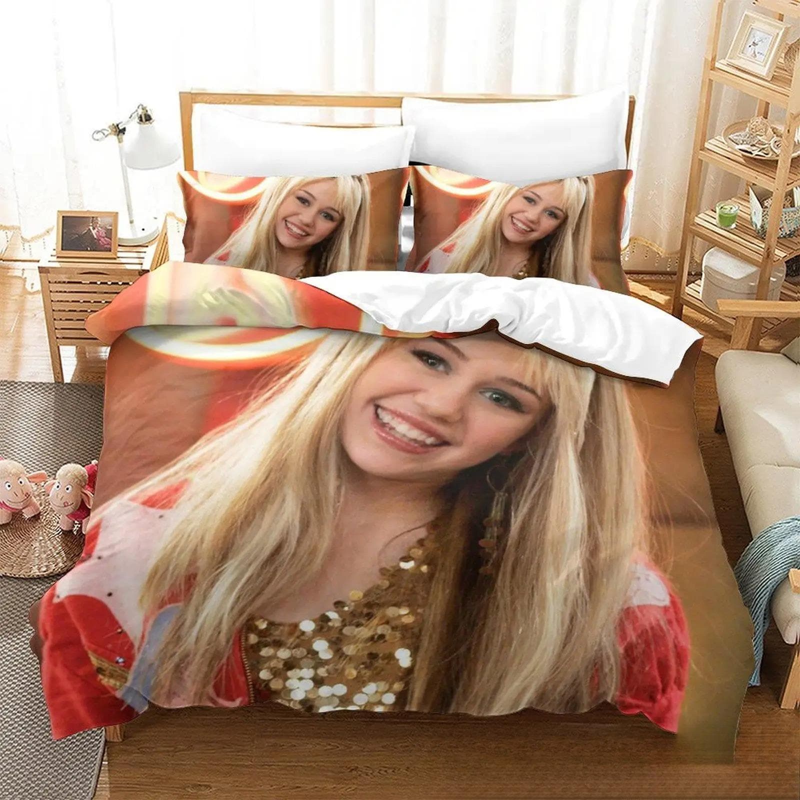 3D Print Hannah Montana All Season Duvet Cover Bedding Comforter sets Soft Quilt Cover and Pillowcases Single/Double/Queen/King 175x220cm 3pcs