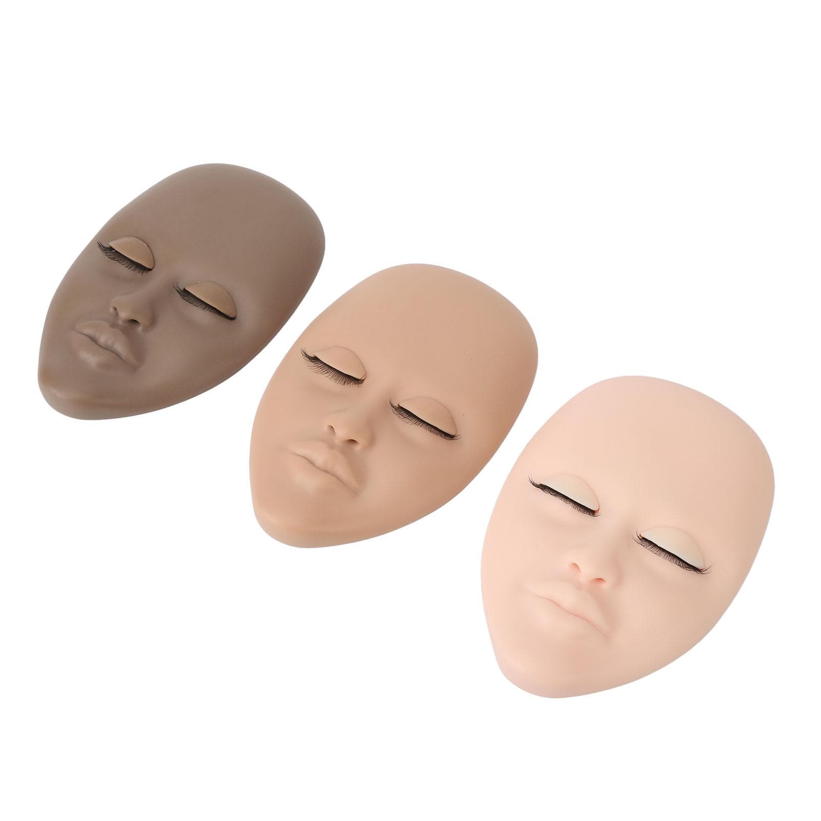 3pcs Lash Mannequin Head Double Layers Realistic Training 3D Rubber Eyelash Mannequin Head with