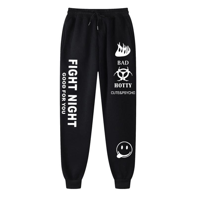 2026 Autumn winter Letter Print Sweatpants Baggy Pants Women Joggers Harajuku Pencil Pant Trousers Middle waist Sweat Pants M black