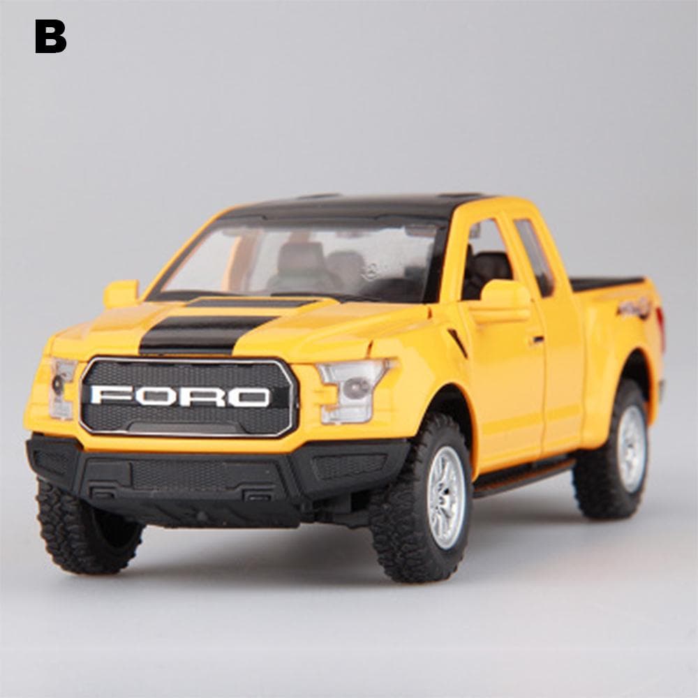 1/32 F150 Alloy Car Model Simulation Raptor Pickup Car Sound and Light Door yellow