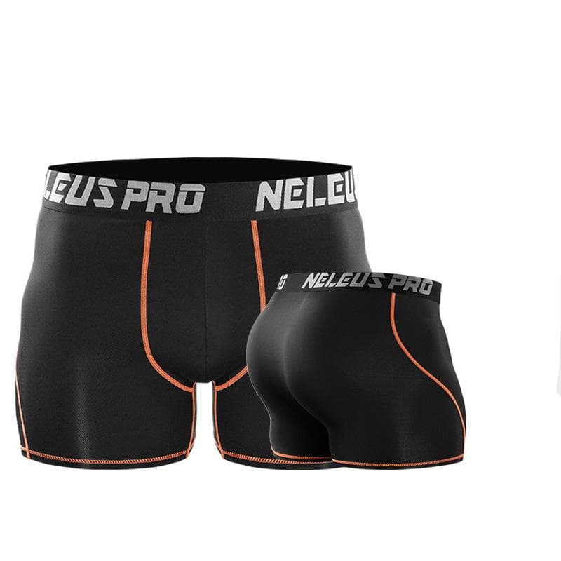 Men's Sports Underwear Bicycles Compression Shorts Tights Male Boxer Cyclist Outfit Jogging quick drying Leggings M orange/black