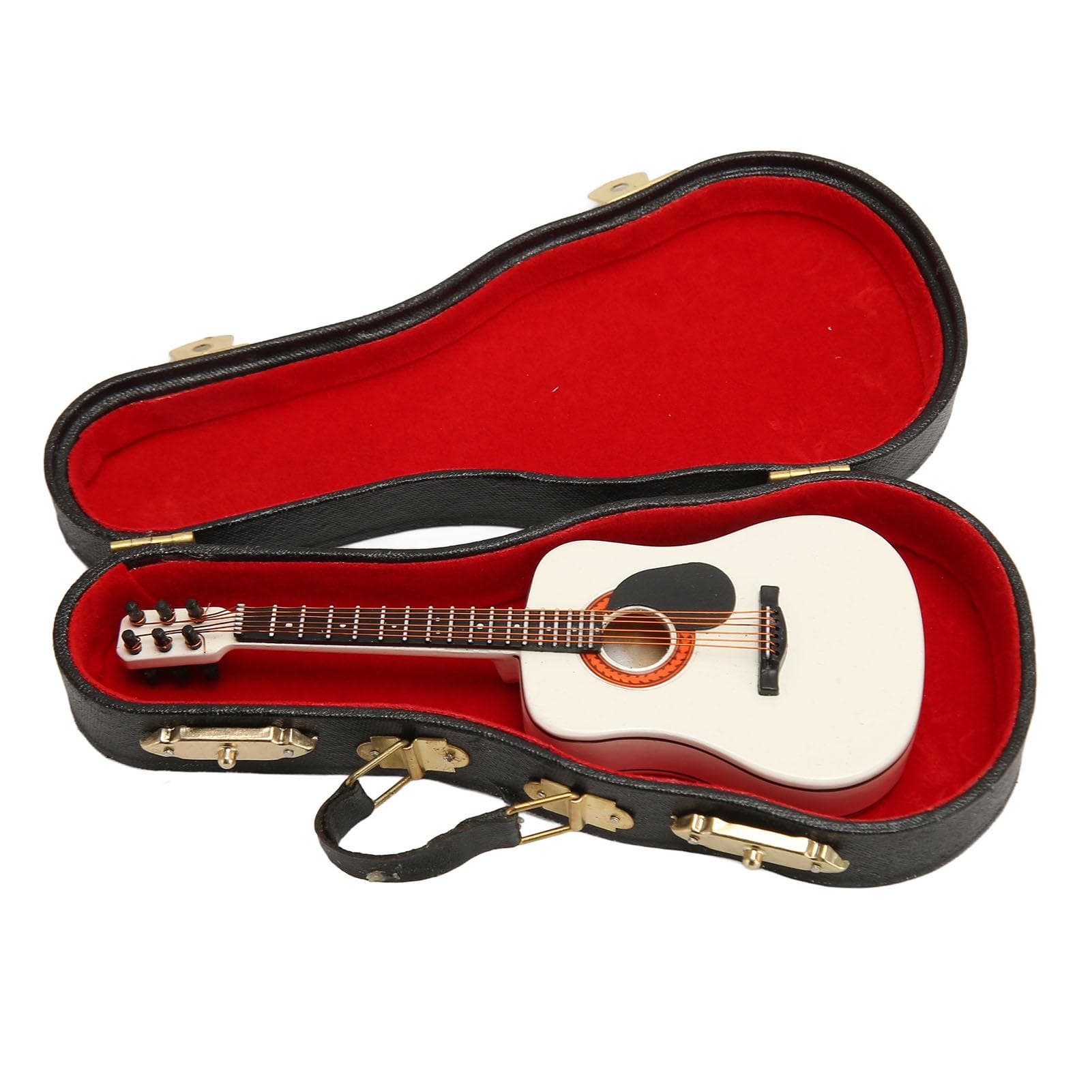 Mini Guitar Model White 5.1in Long Smoothing Wood Rich Details Miniature Wooden Guitar for Table