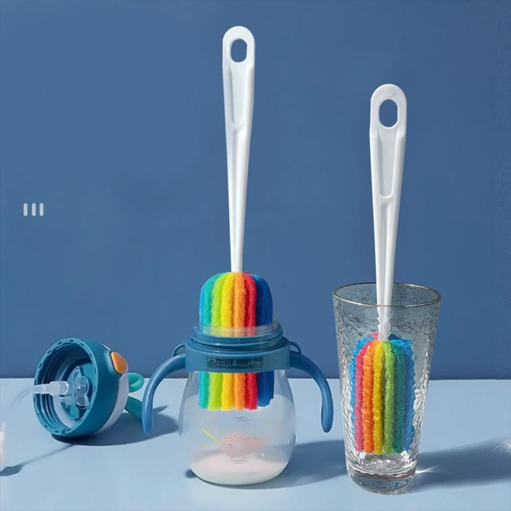 Baby Bottle Brush Sponge Brush Home Cleaning Bottle Sponge Brush Glass Pot Washing Kitchen Cleaning-Tool Brush for Baby Bottle multicolour