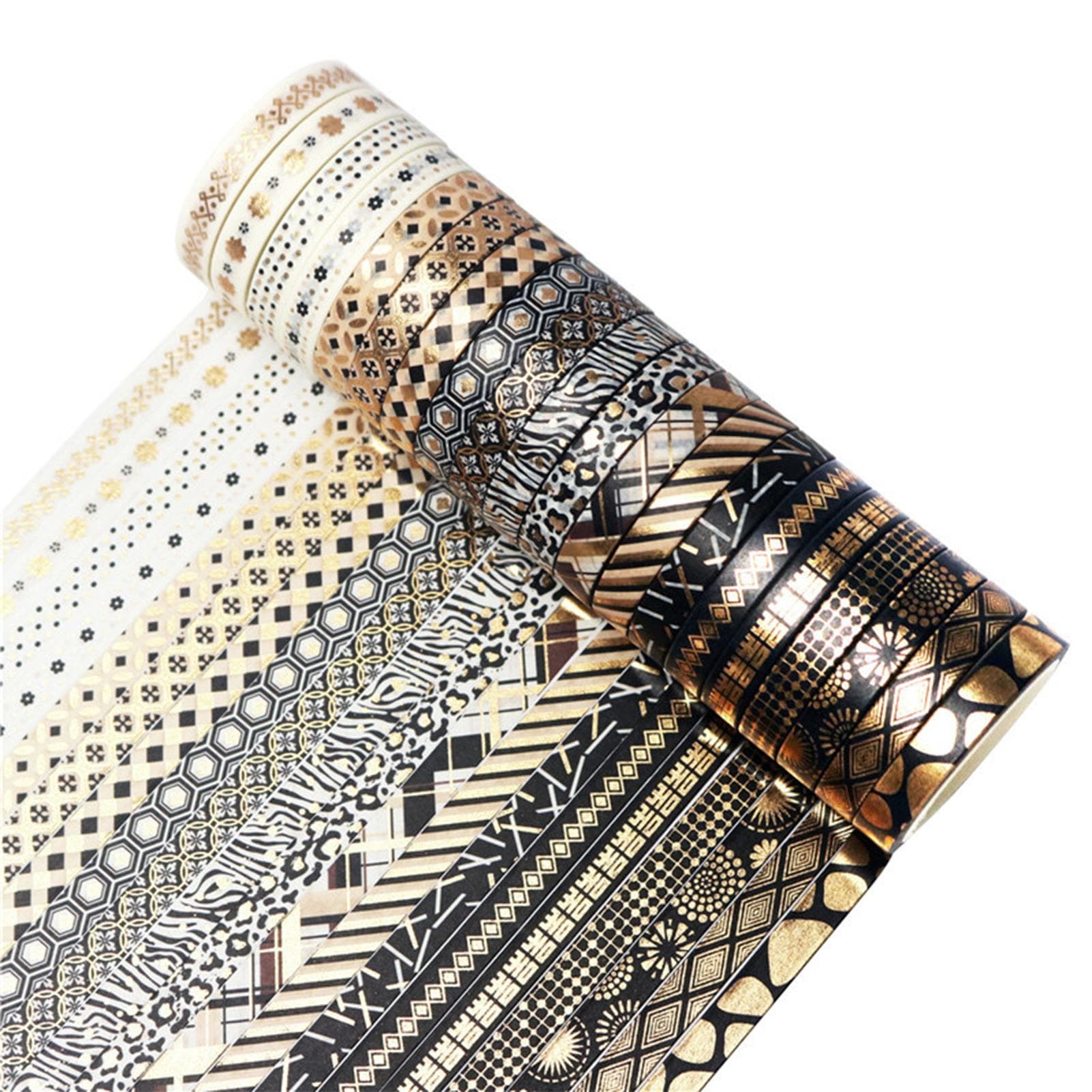 20 Rolls Slim Gold Foil Washi Tape Set Decorative Washi Masking Tapes 7mm Wide Adhesive Tape Label 20 Rolls