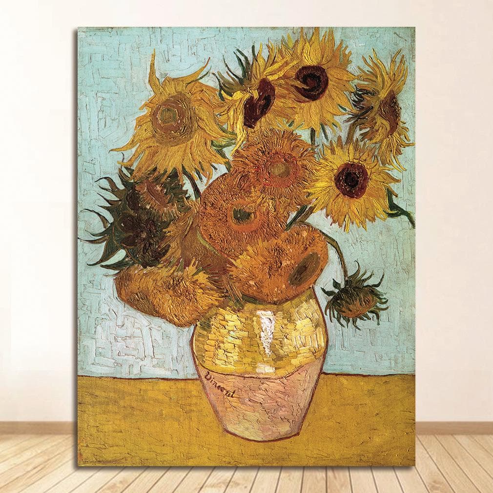 Van Gogh Golden Sunflower Poster Print Floral Vase Oil Painting Canvas Art Modern Wall Picture for Living Room 40X60cm No Frame