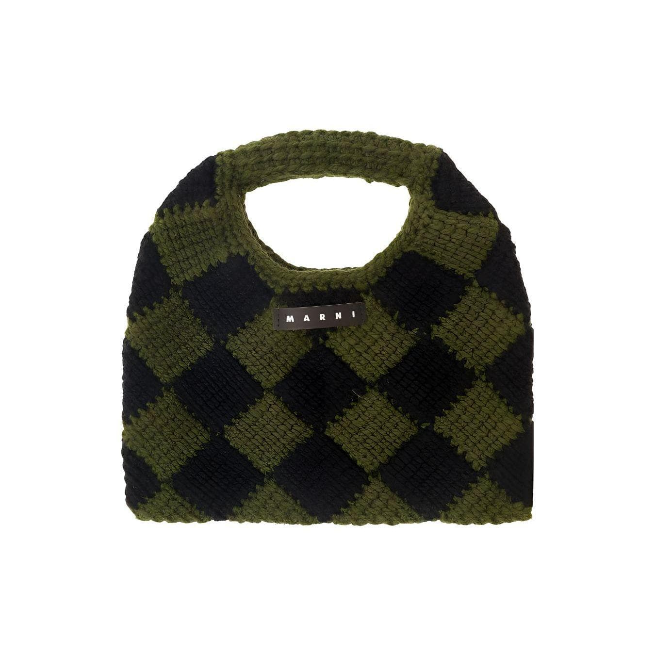 Marni Diamond Crochet Two-Tone Acrylic Leather Tote Bag Kids bags Green Black M00995M00RPMW84F0MC08 Basic Set (Bag+Dust Bag)
