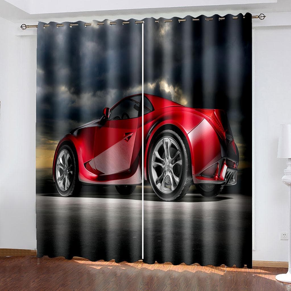 Science and Technology Futuristic Sports Car Printing Window Curtains for Living Room Bedroom Drapes Decor 100W160H(CM)40x63in&Grommet Top