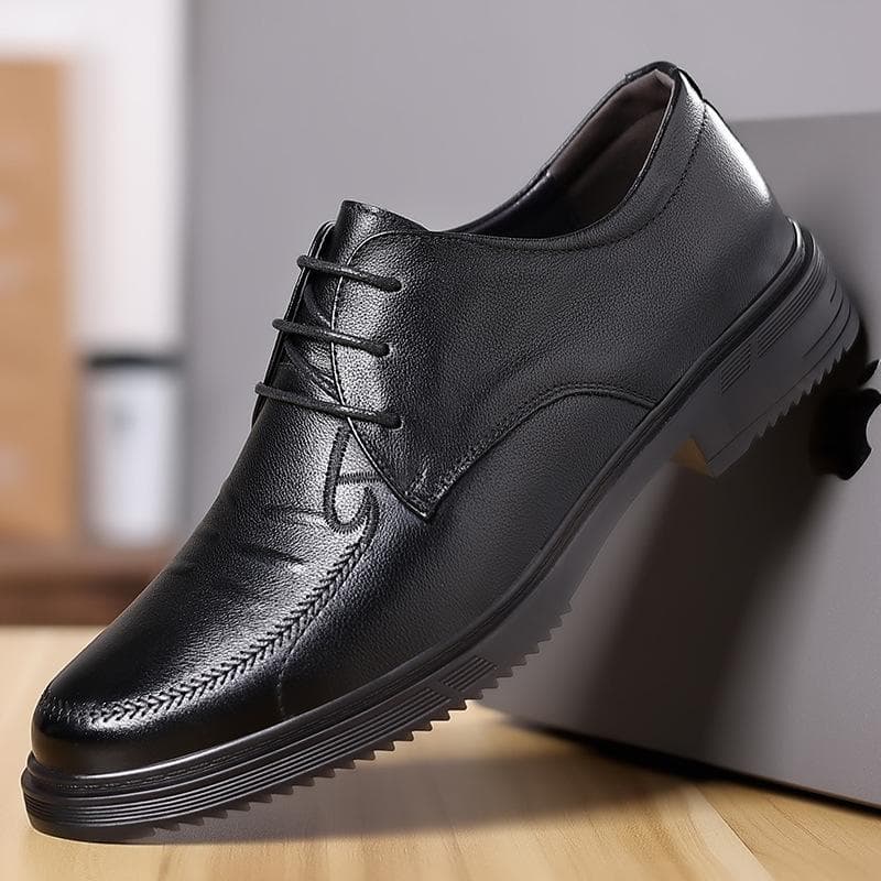New Style Men's Shoes Top Layer Cowhide Round Toe Set Feet Business Casual Leather Shoes Men's Non-slip Dad Shoes 44