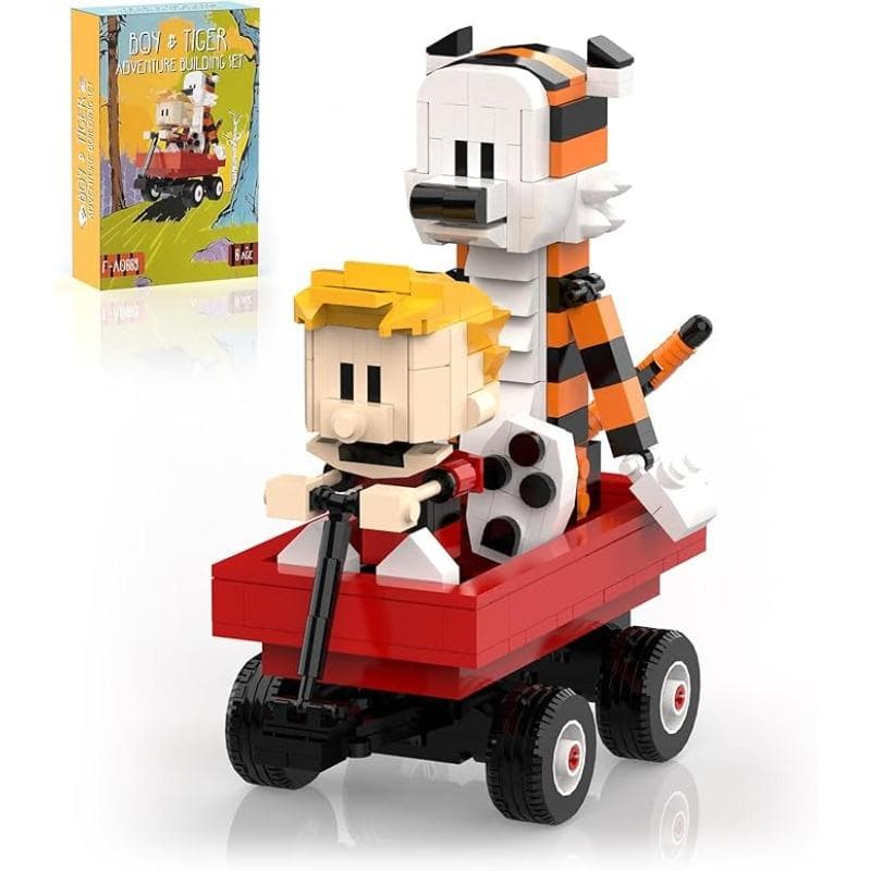 Calvined and Hobbes Building Blocks Set Classic Comic Boy and Tiger Model Toys Children Christmas Gifts Paper Instruction