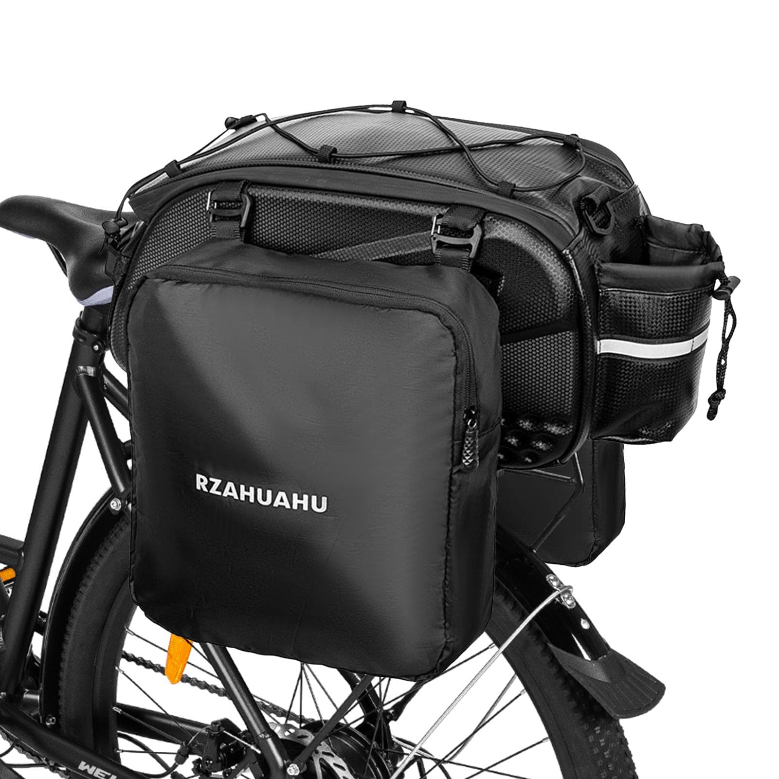 Lixada 3-in-1 Bike Rack Bag Trunk Bag Waterproof Bicycle Rear Seat Bag with 2 Side Hanging Bags black