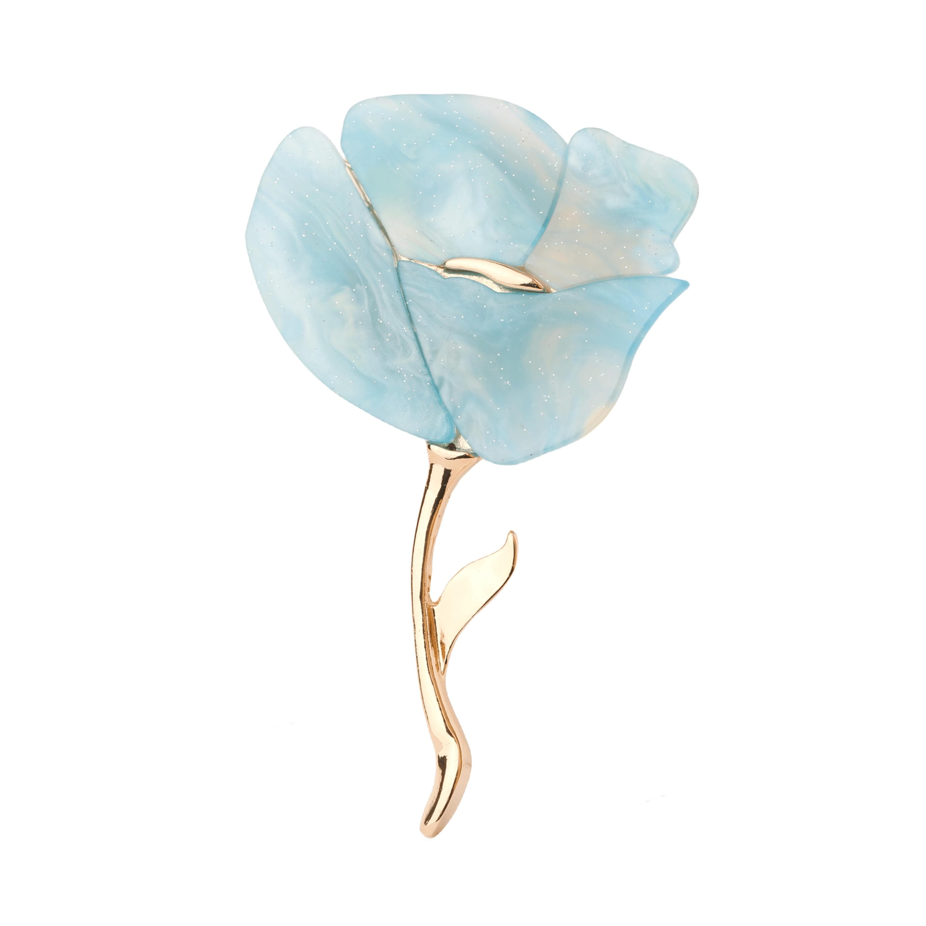 Big Flower Brooch Pin Acrylic Rose Women Brooch Fashion Design Gift For Women Clothing Decor green