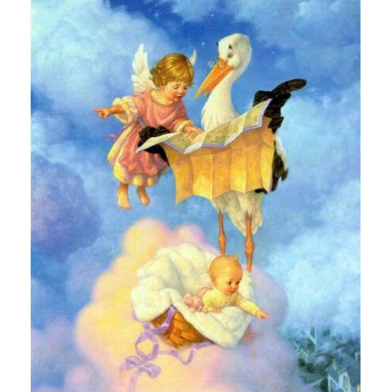 Full Drill Diamond Painting Angel Mosaic Kids Farmhouse Home Decor Embroidery Handicraft 20X30CM