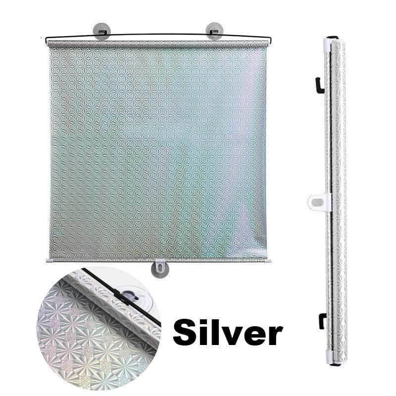 Universal Roller Blinds Suction Cup Sunshade Blackout Curtain Car Bedroom Kitchen Office Window Sun-shading Curtains Nail-free 40cm x 125cm silver