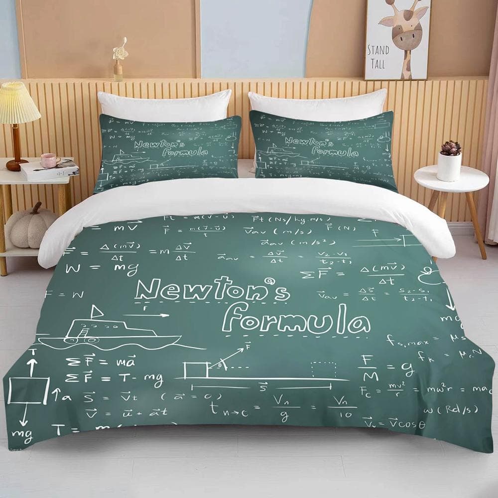 Mathematical Calculation Formula Bedding Set For Adults Bed Linen Design Bedclothes Luxury Home Textiles Black White Duvet Cover EU single(135x200cm)