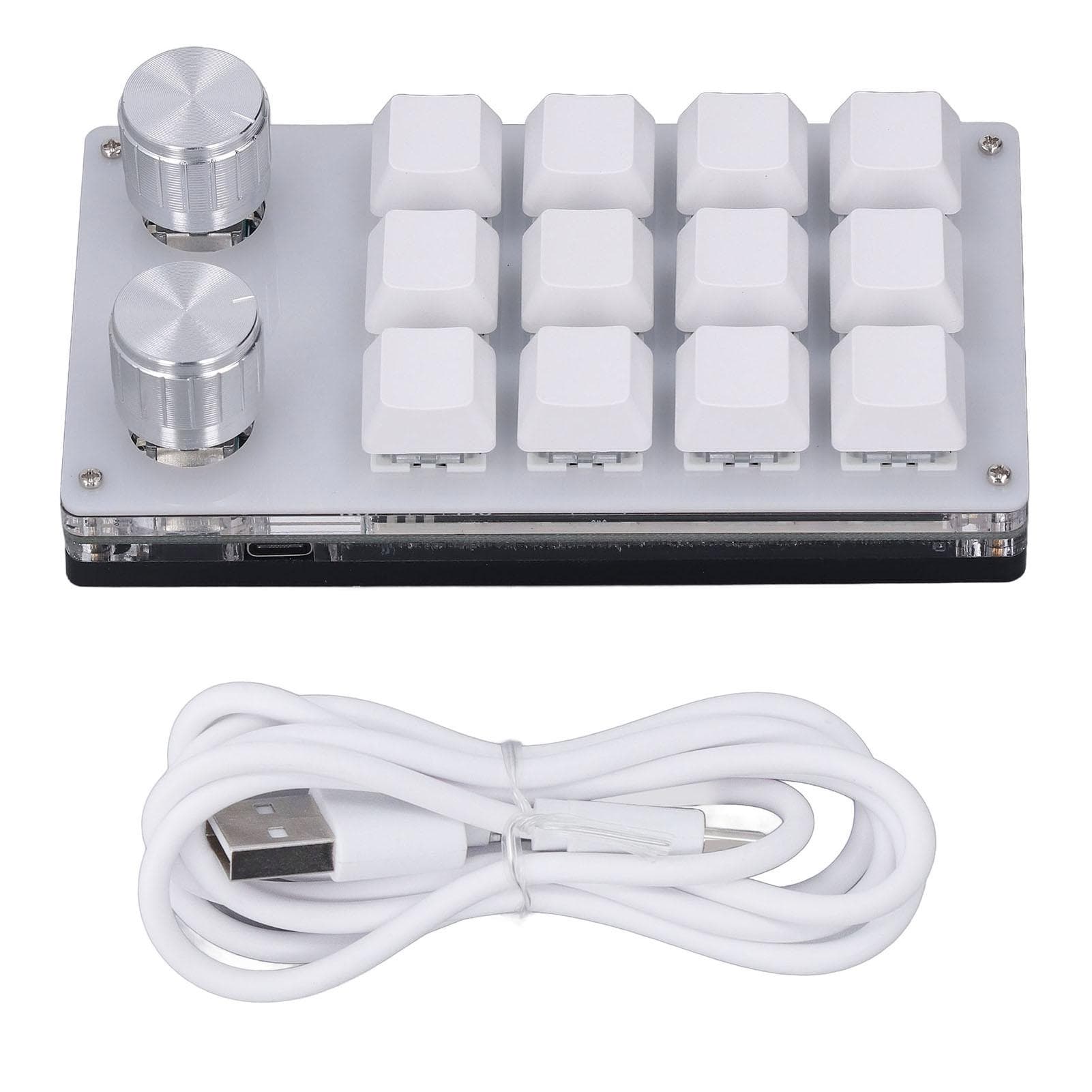 Mini USB Keypad 12 Key Multifunctional Shortcut Programmable Keyboard with 2 Knob for Gaming