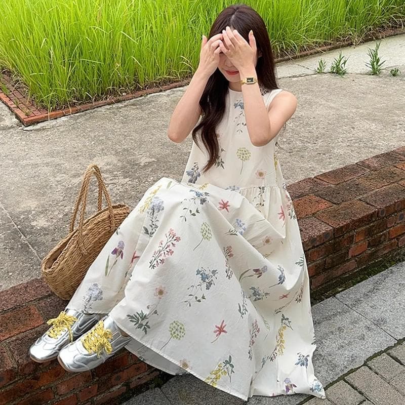 Sleeveless Dress Women's Summer New Small Age-reducing Loose Vest Long Dress XL