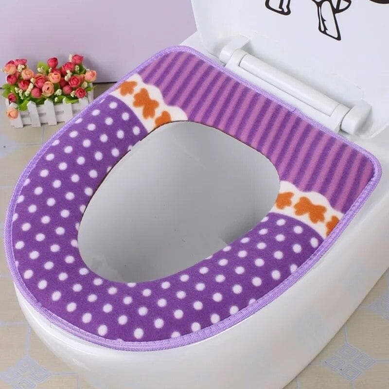 1Pcs Washable Winter Warm Toilet Seat Cover Closestool Mat Bathroom Accessories Soft O-shape Toilet Seat Pad purple