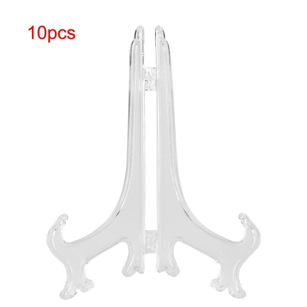 10pcs Folding White Plastic Plate Holders Dish Picture Frame Decorative Display Stand Rack