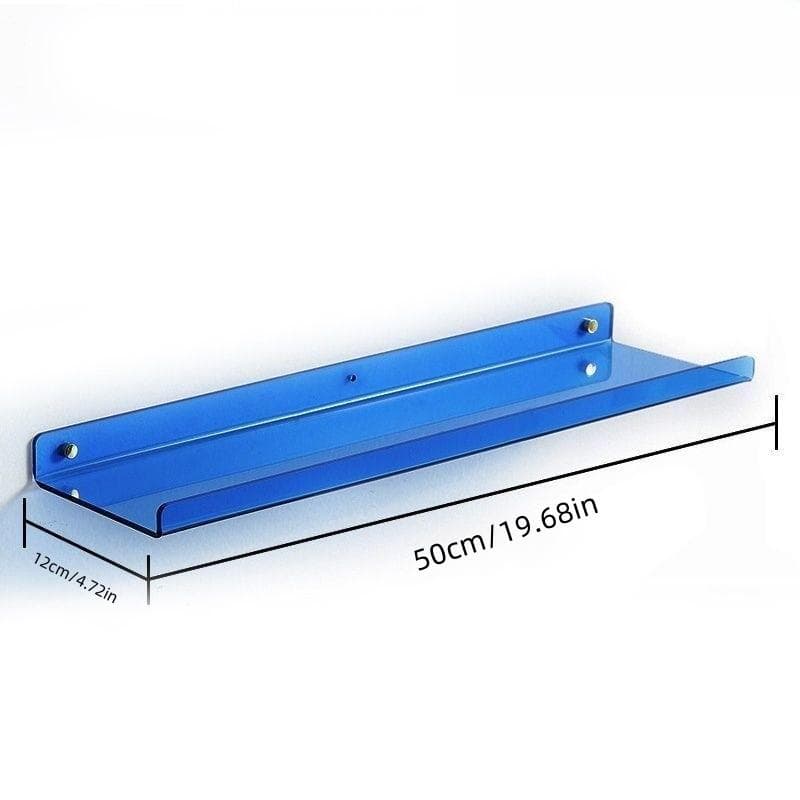 Color Acryl Wall Mounted Type Storage Rack Modern Bathroom Living Room Shelves Free Punching Wall Shelf Home Accessories 50cm x 12cm blue