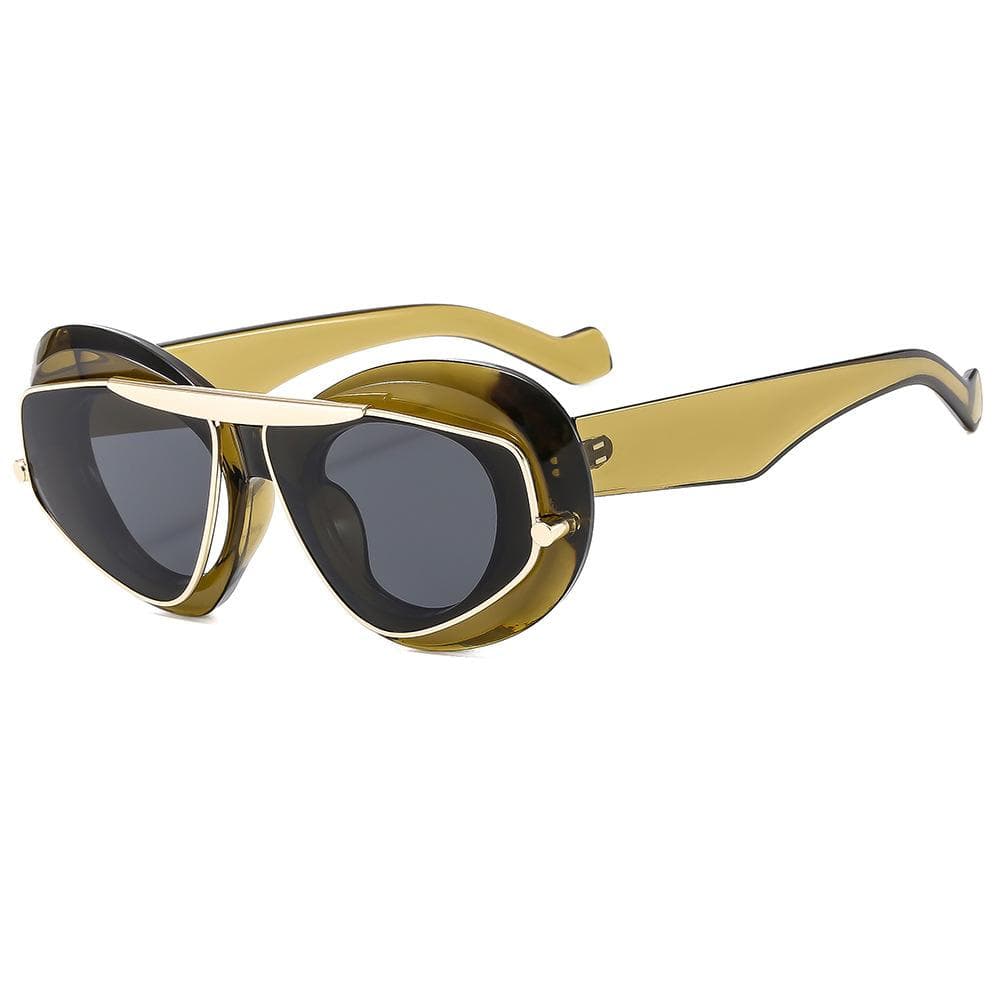 NEW Punk Oval Sunglasses 2000S Y2K Hip Hop Luxury Brand UV400 Unisex Shades for Women Men as picture