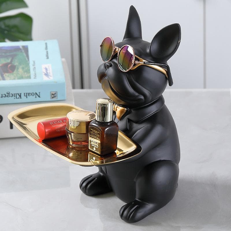 Bulldog Dog Storage Ornament Entrance Door Key Tray Candy Tray Nordic Light Luxury Personalized pink