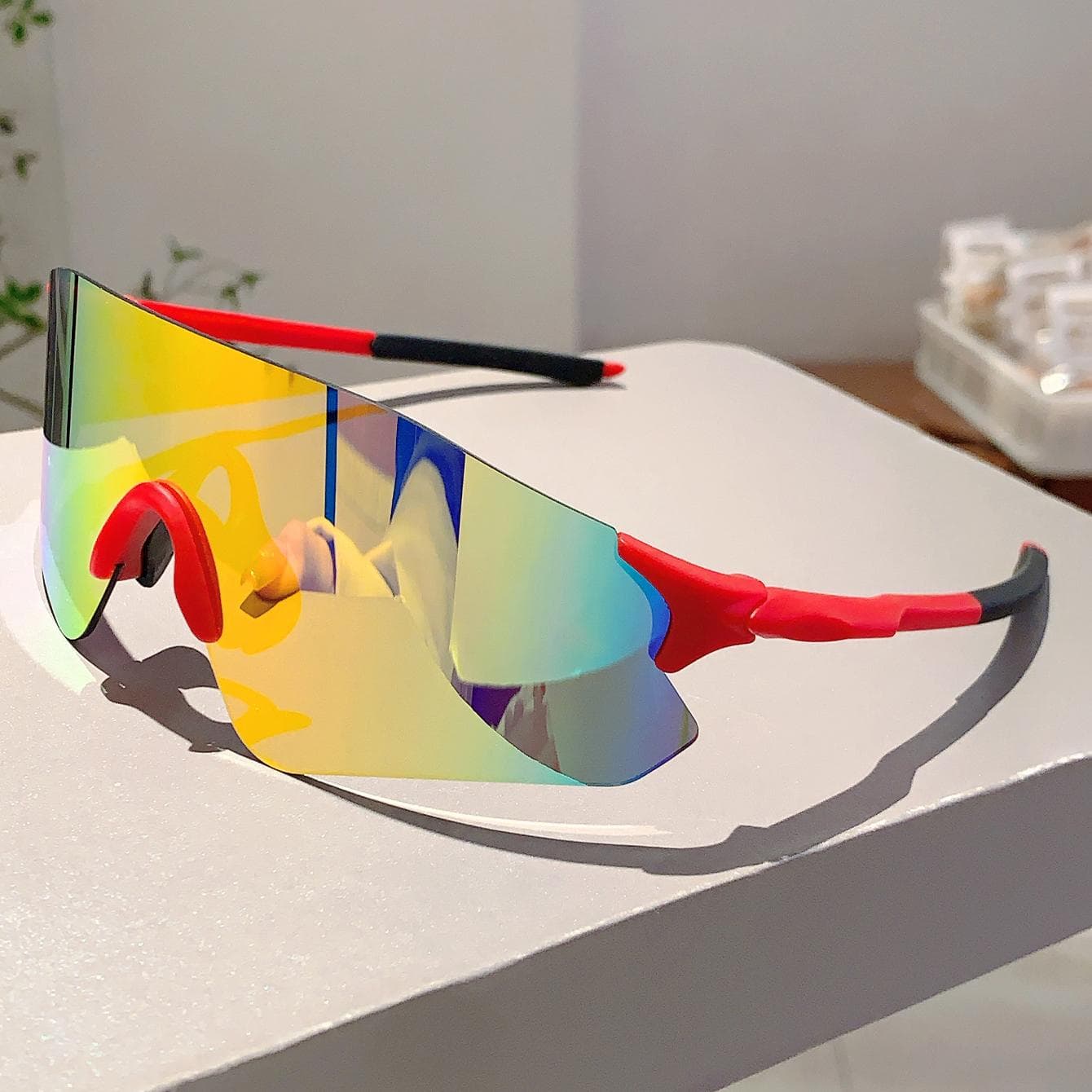 KAMMPT Sports Sunglasses Men Women Oversized Mirror Riding Goggles Trendy Futuristic Cycling Shades Outdoor Brand without case